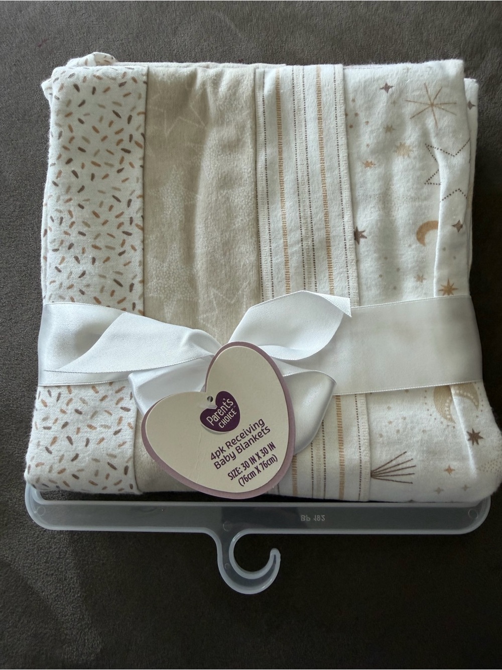 Parents Choice Beige & Cream Baby Receiving Blanket Set - 4 Pack gender neutral